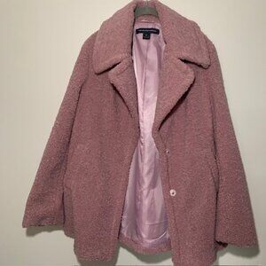French Connection Women's Teddy Faux Fur Fuzzy Lined Dusty Shaggy Coat - Size M